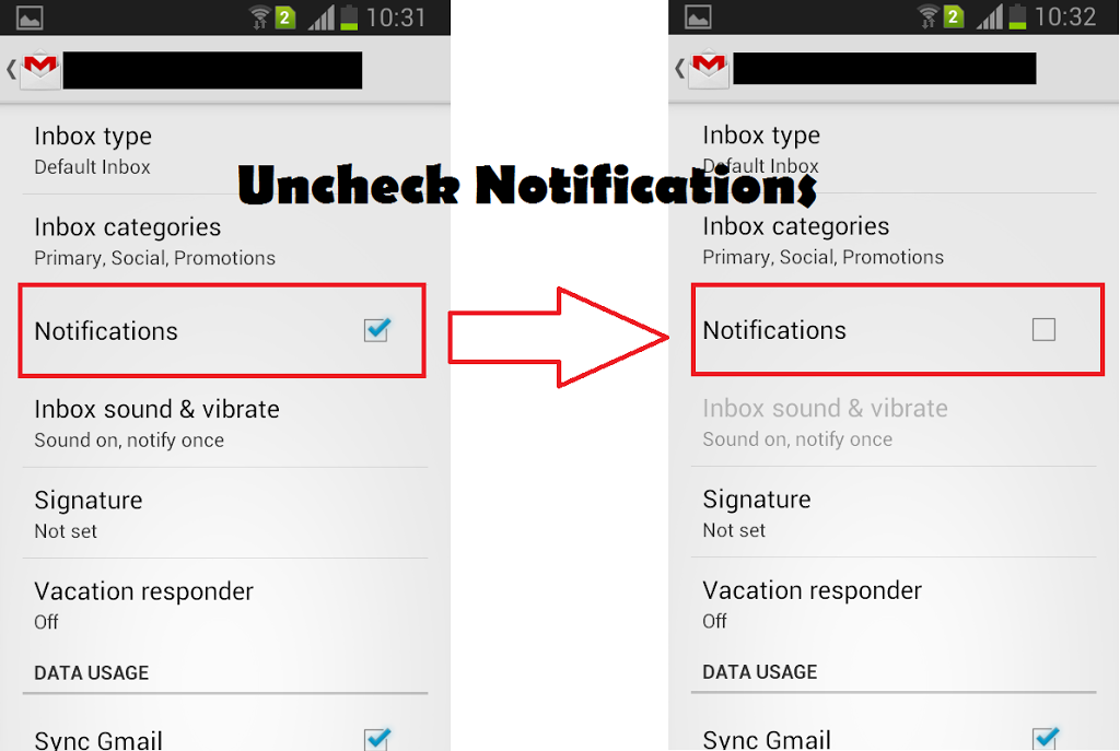 How to turn off Gmail notifications in Android phone