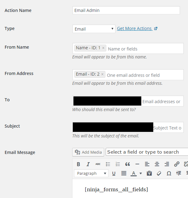 How to forward Ninja Forms submissions to email address