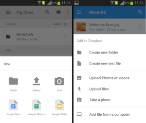 wirelessly transfer files using google drive and dropbox