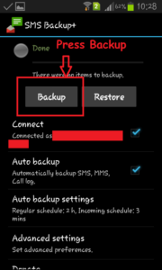 backup sms, mms, call logs from android