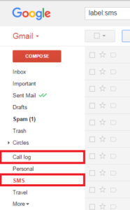 backup of sms, mms and call logs in gmail