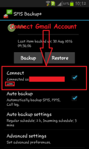 connect gmail to sms backup+