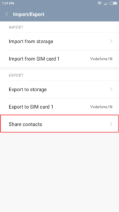 share contacts on android