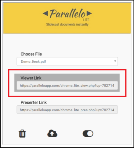 remotely share presentation document with parallelo viewer link